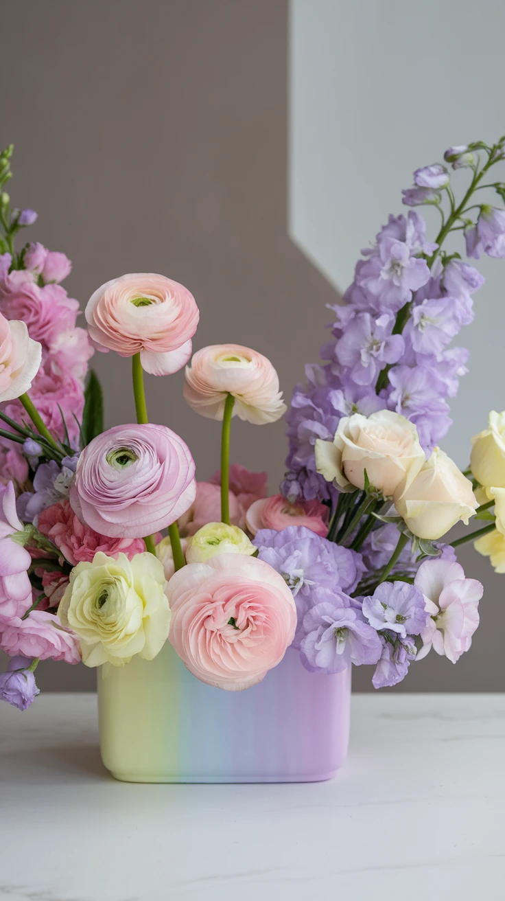 5. Pastel Rainbow Centerpiece