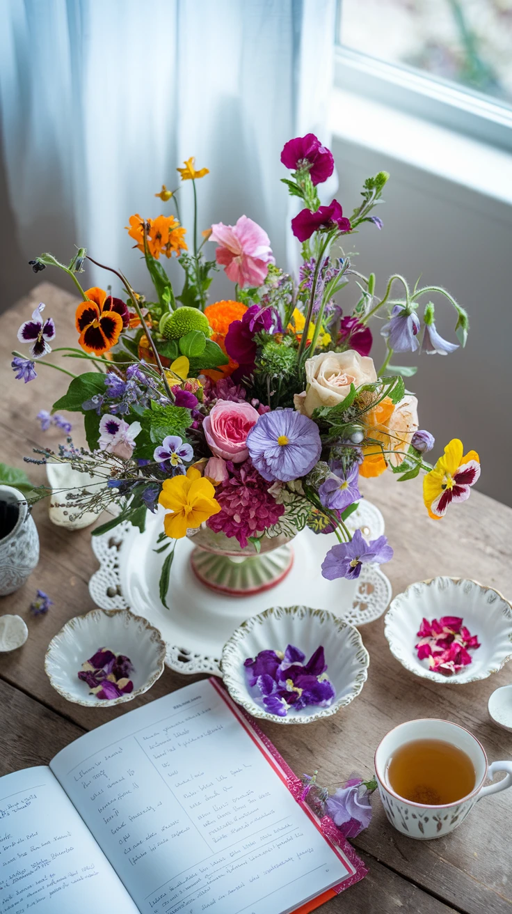 6. Edible Flower Arrangement: A Feast for the Senses