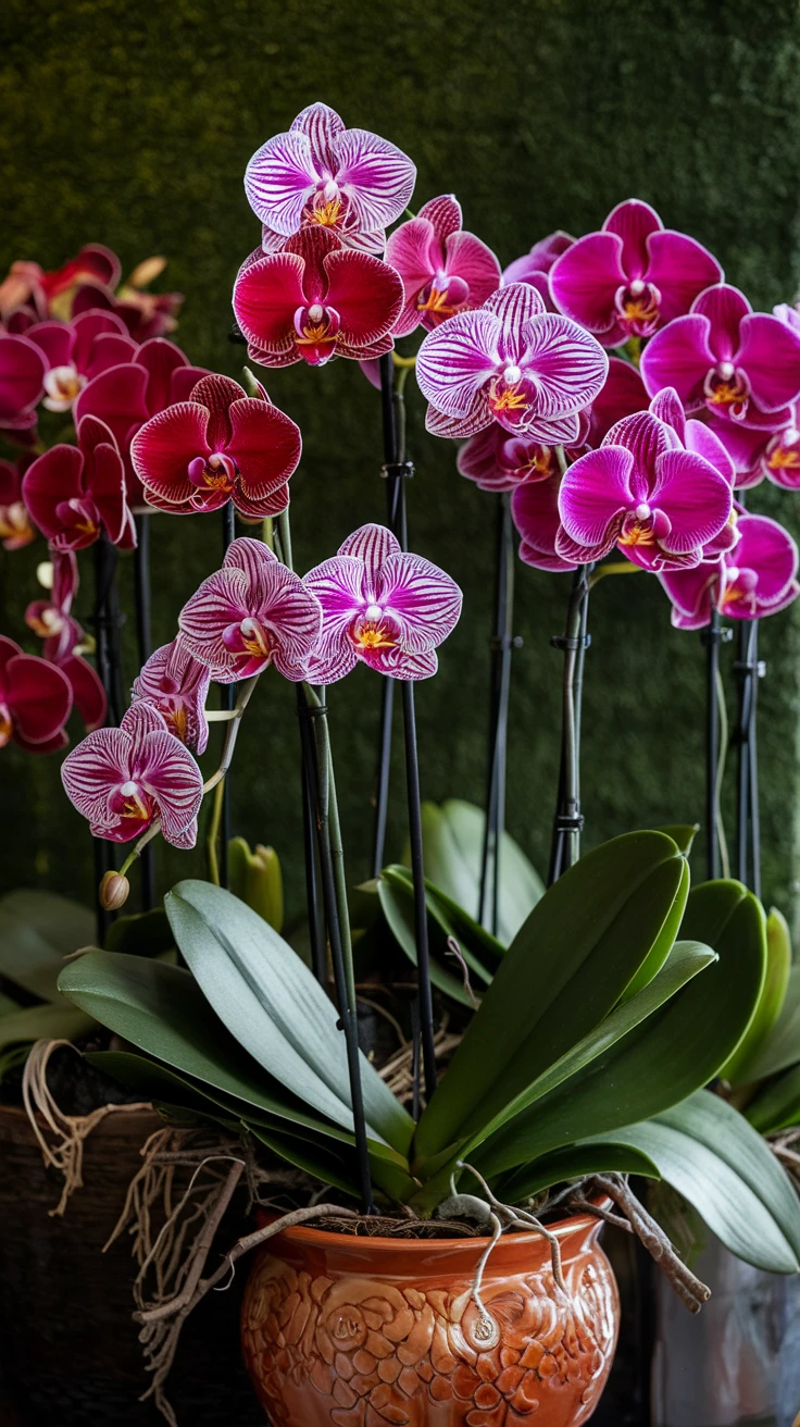7. Exotic Red Orchids Display: Rare and Refined Love