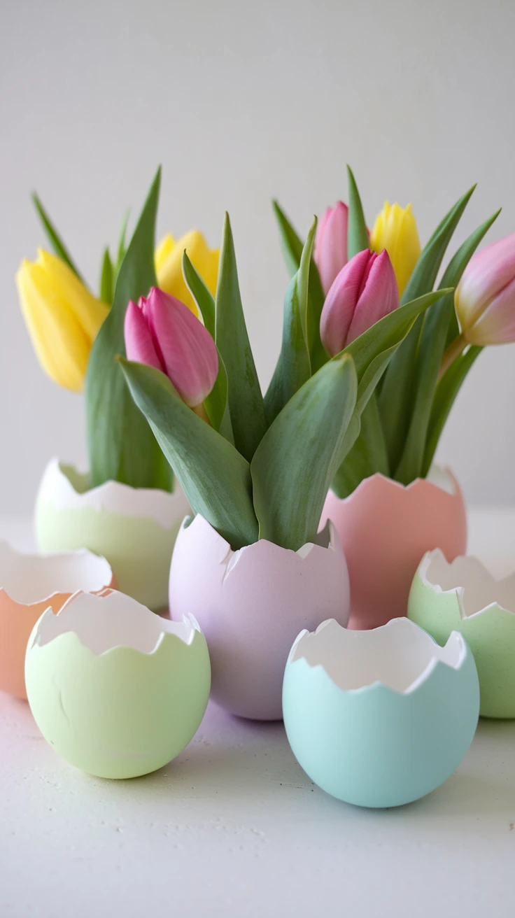 7. Tulips in Eggshell Vases