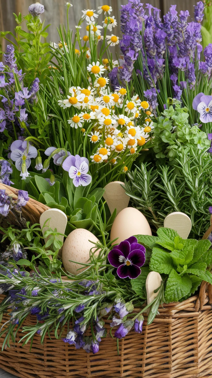 9. Fragrant Herb and Flower Easter Basket