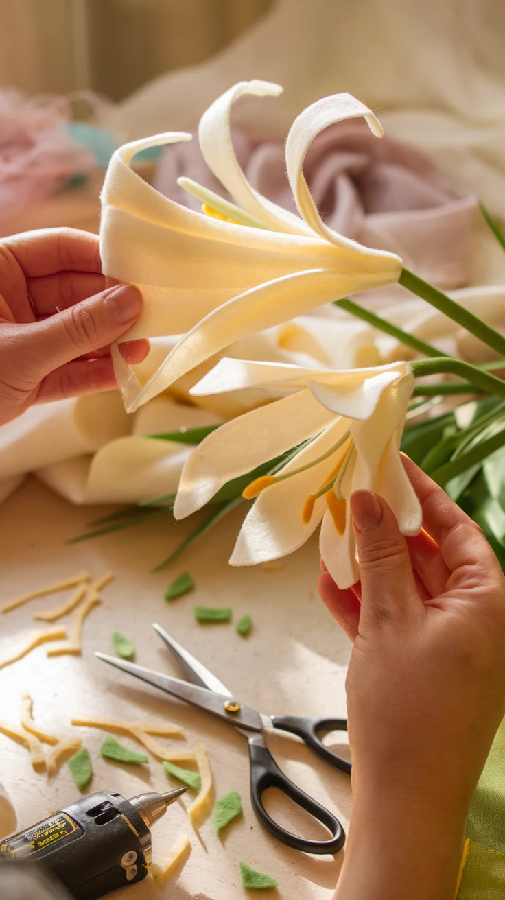 Creating Easter Lilies from Felt