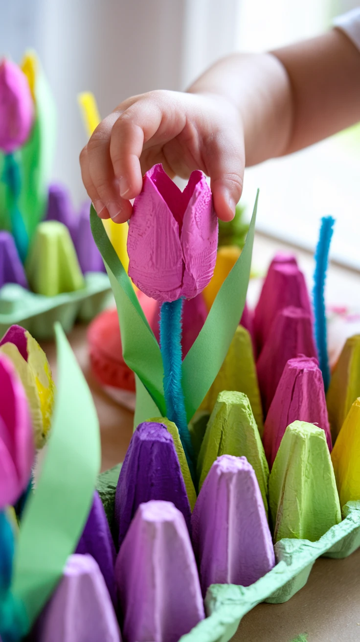 Egg Carton Easter Tulips