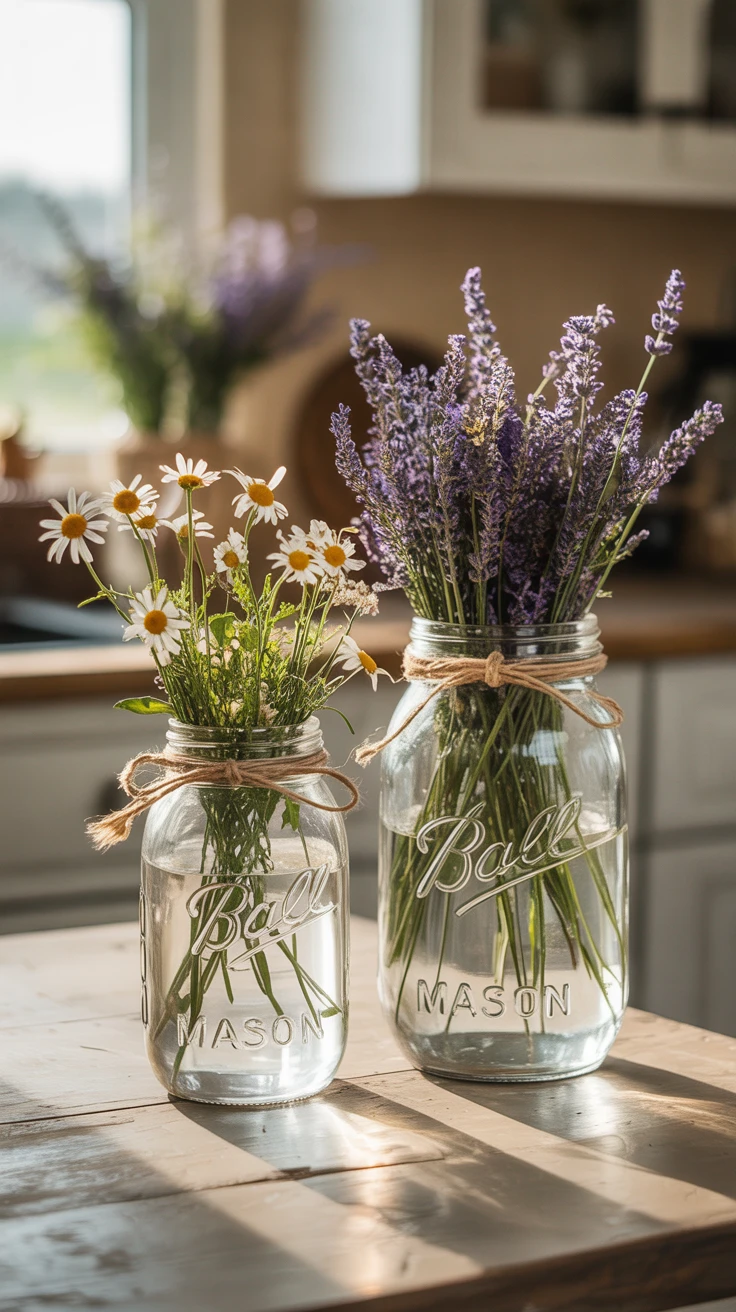 1. Rustic Farmhouse Mason Jar Vases