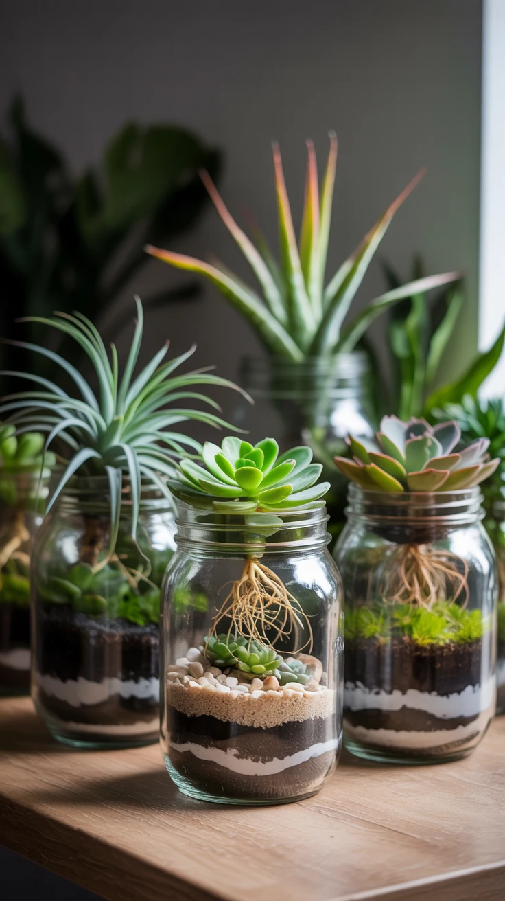 10. Mason Jar Terrariums and Mini Gardens