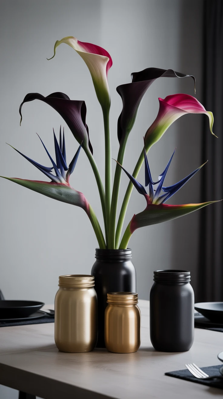 10. Mason Jar Vases with Modern Twists