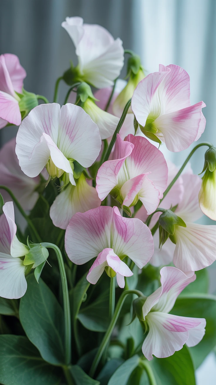 10. White with Pink Blush Sweet Peas