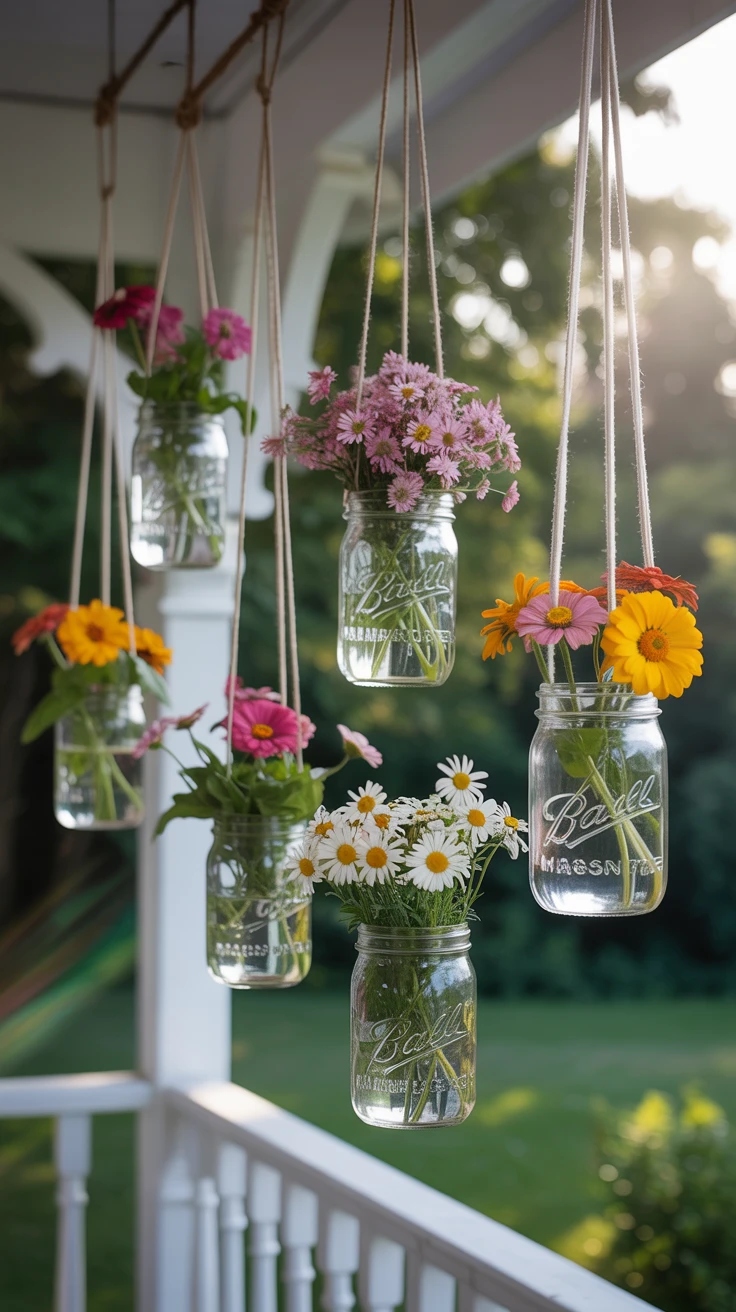2. Hanging Mason Jar Displays That Wow