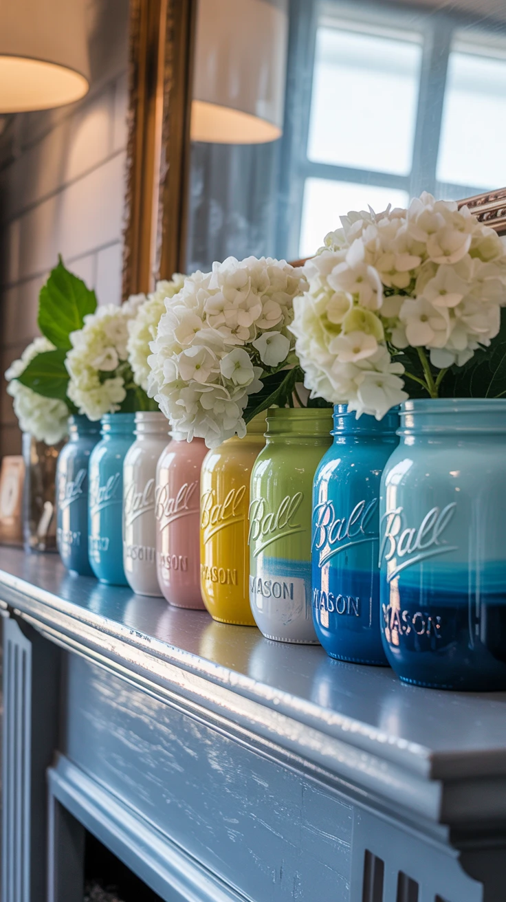 2. Painted Mason Jar Flower Displays