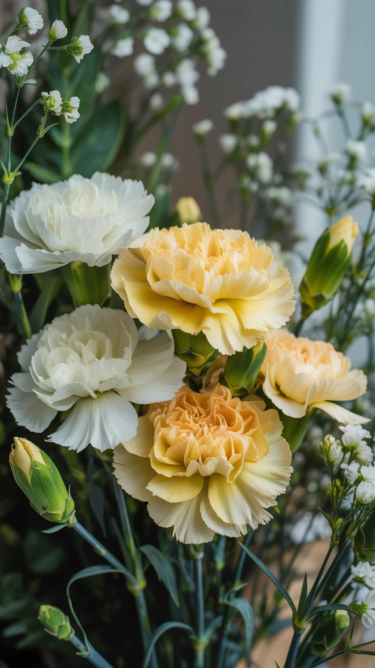 3. Soft Yellow Carnations
