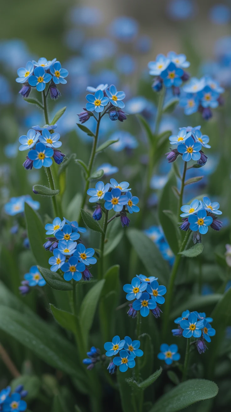 4. Blue Forget-Me-Nots: Tender Remembrance