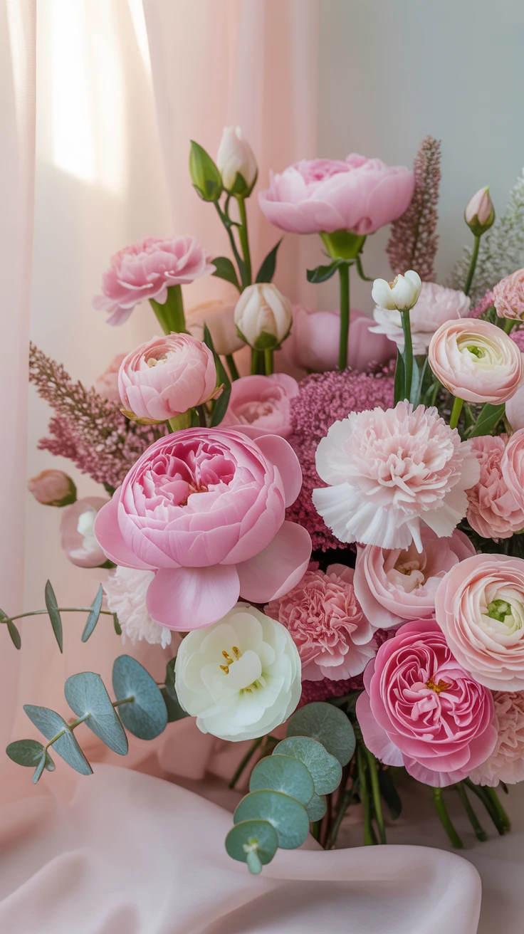 4. Pink Bouquets: Delicate Affection