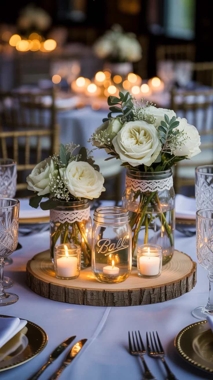 5. Wedding-Worthy Mason Jar Centerpieces