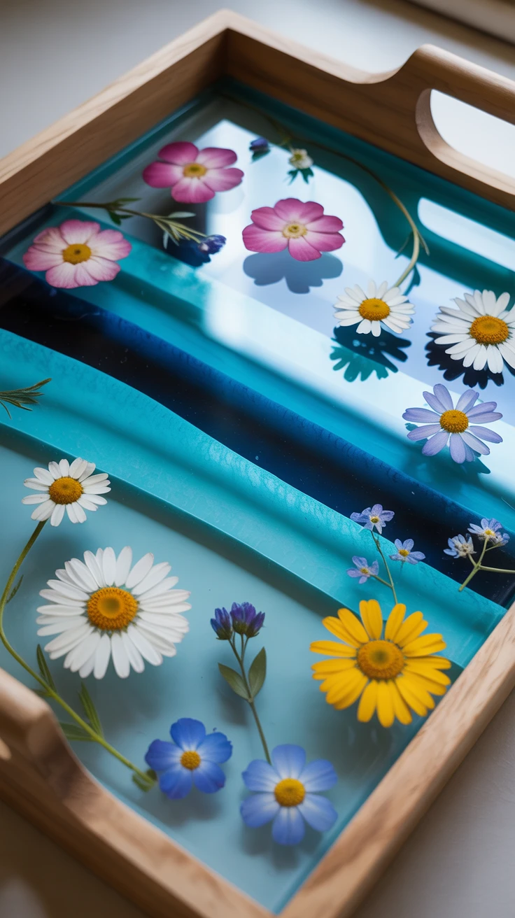 7. Layered Floral Resin Breakfast Tray