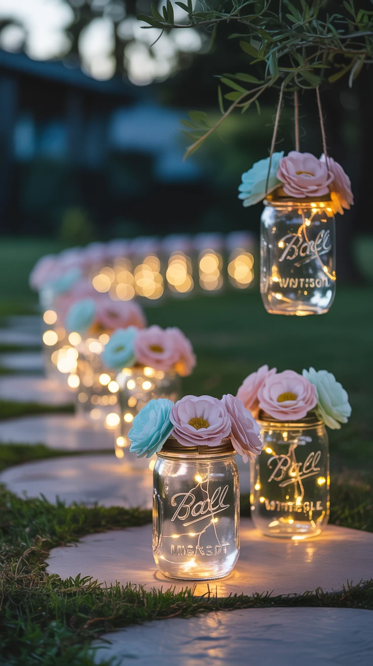 7. Outdoor Lighting Magic with Floral Accents