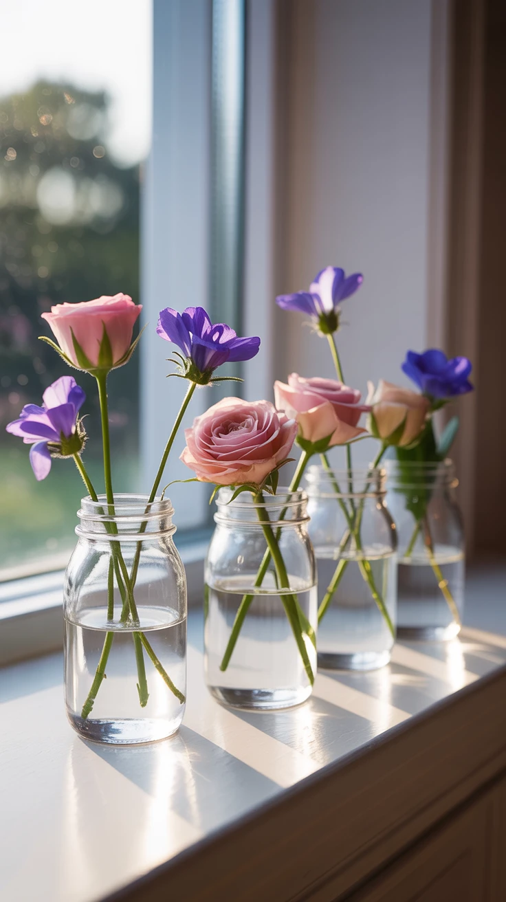 8. Mini Mason Jar Bud Vases