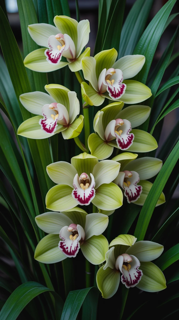 9. Pale Green Cymbidium Orchids