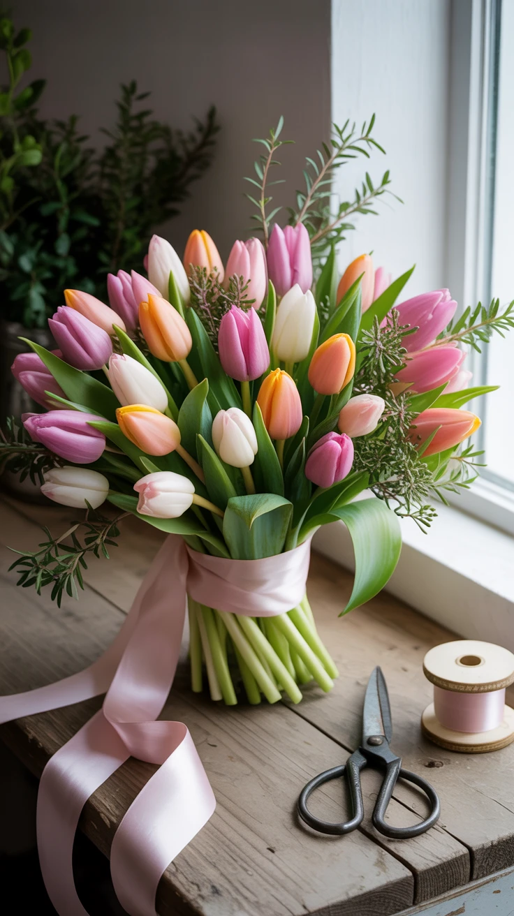 7. Garden-Inspired Tulip Cluster