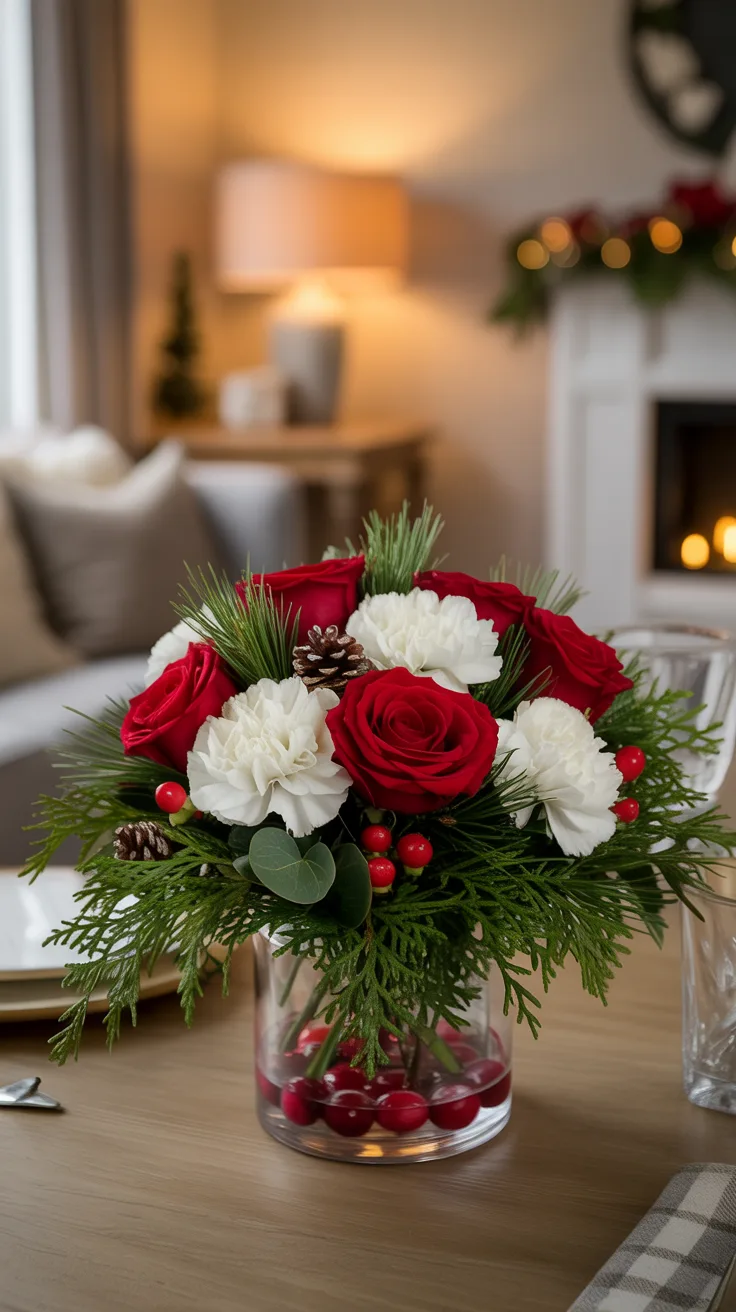 1. Classic Red and White Centerpiece