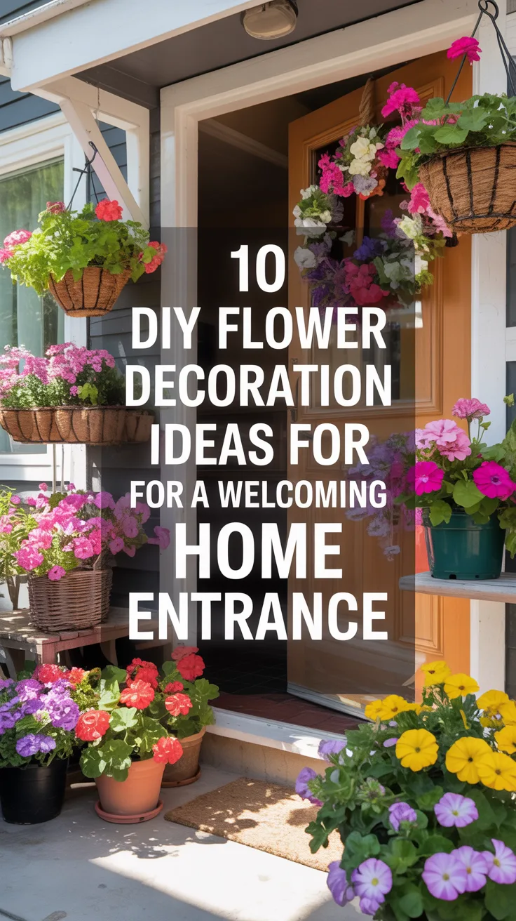 10 DIY Flower Decoration Ideas for a Welcoming Home Entrance – Pinterest image