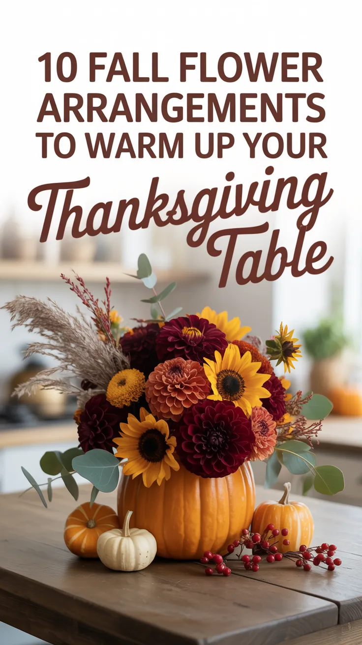 10 Fall Flower Arrangements to Warm Up Your Thanksgiving Table – Pinterest image