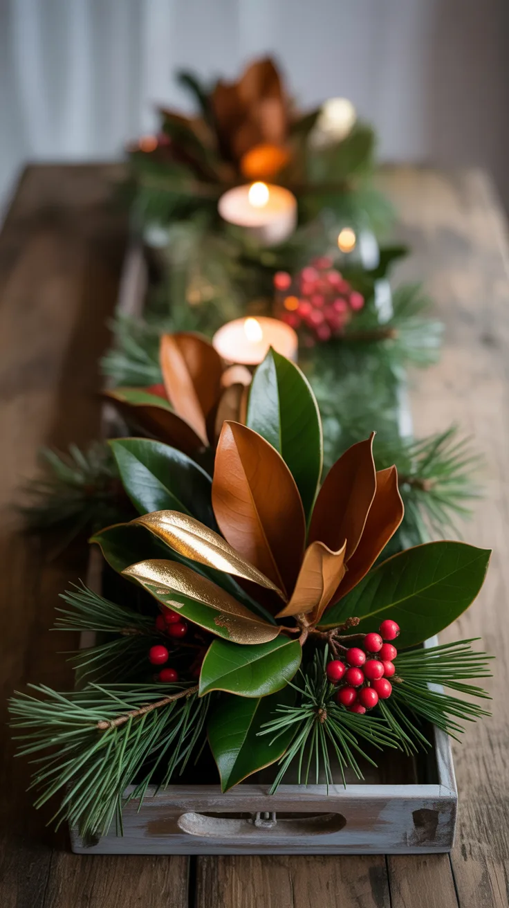 15. Magnolia and Pine Table Arrangement