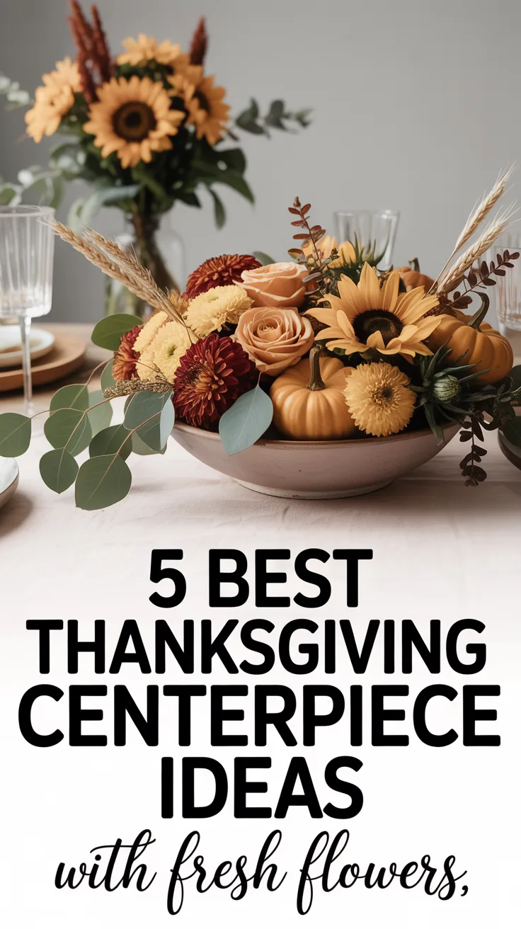 5 Best Thanksgiving Centerpiece Ideas with Fresh Flowers – Pinterest image
