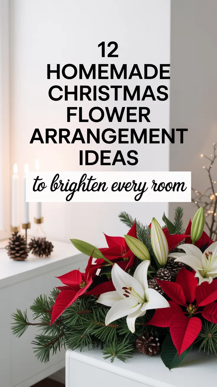 12 Homemade Christmas Flower Arrangement Ideas to Brighten Every Room – Pinterest image