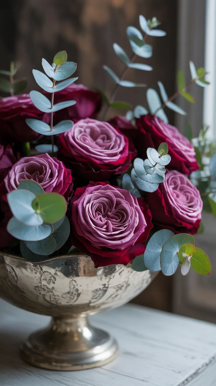 Elegant Elegance: Roses and Eucalyptus illustrative image