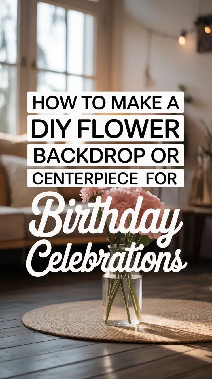 How to Make a DIY Flower Backdrop or Centerpiece for Birthday Celebrations – Pinterest image