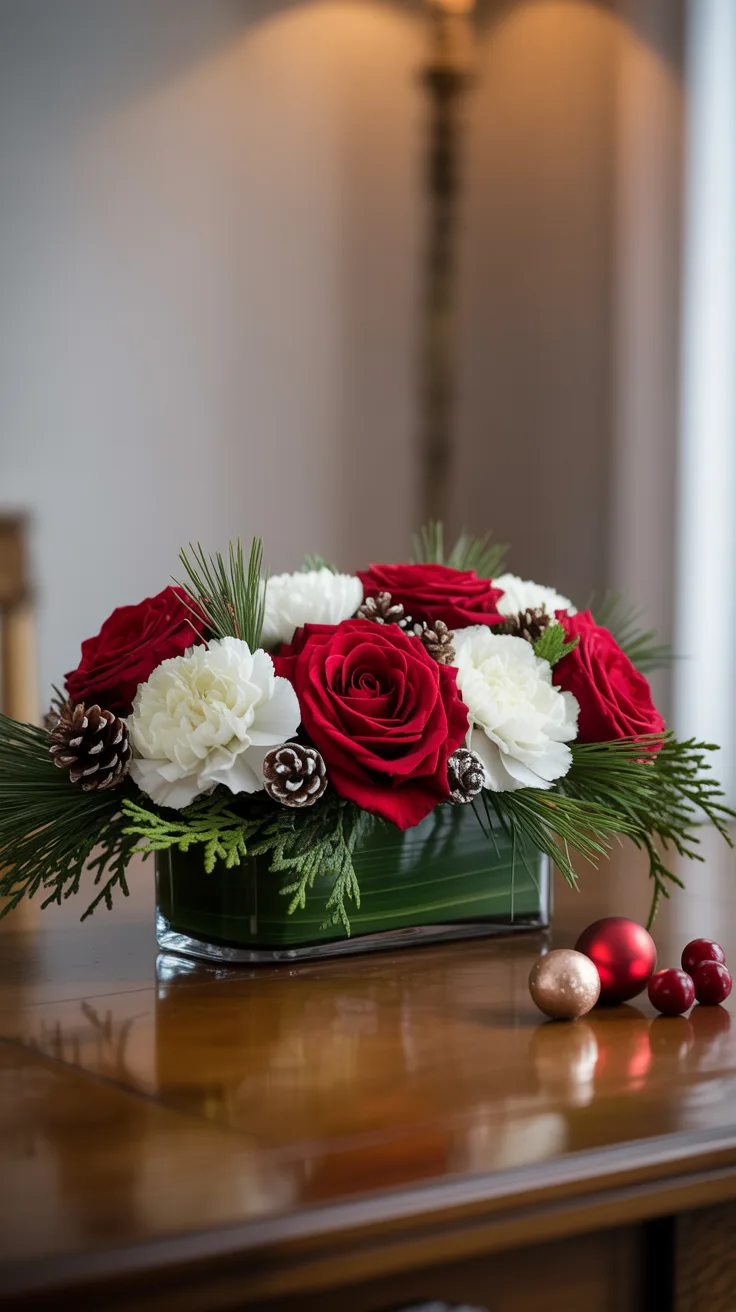 1. Classic Red & White Centerpiece (Dining Table)