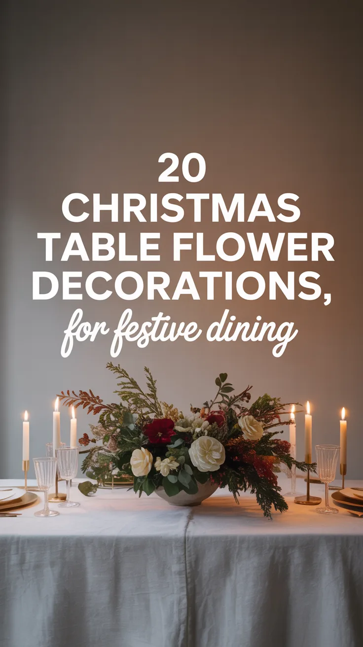 20 Christmas Table Flower Decorations for Festive Dining – Pinterest image