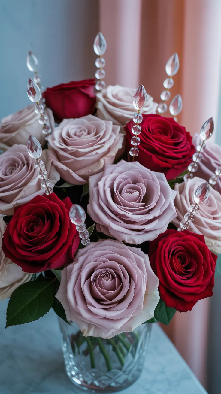 4. 15th Anniversary: Crystal-Accented Rose Bouquet