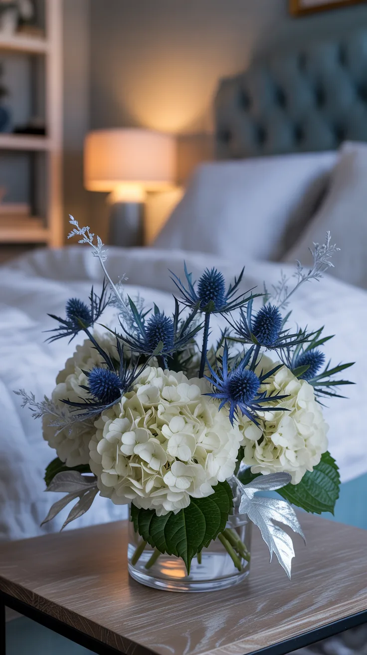 8. Blue & White Winter Arrangement (Bedroom)