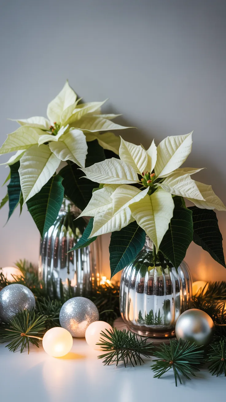 Classic White Poinsettia Arrangements illustrative image