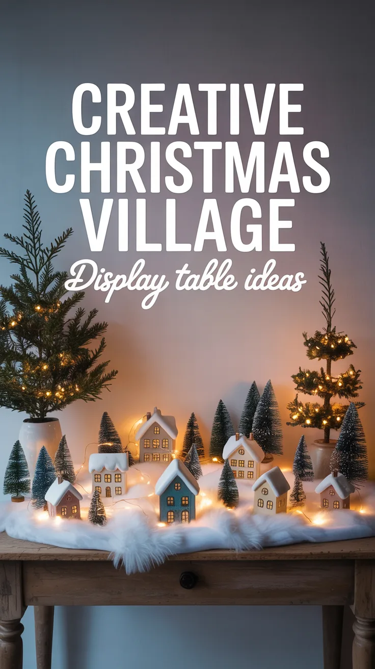 Creative Christmas Village Display Table Ideas – Pinterest image