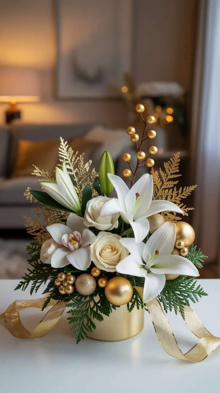Glamorous Gold and White Arrangement