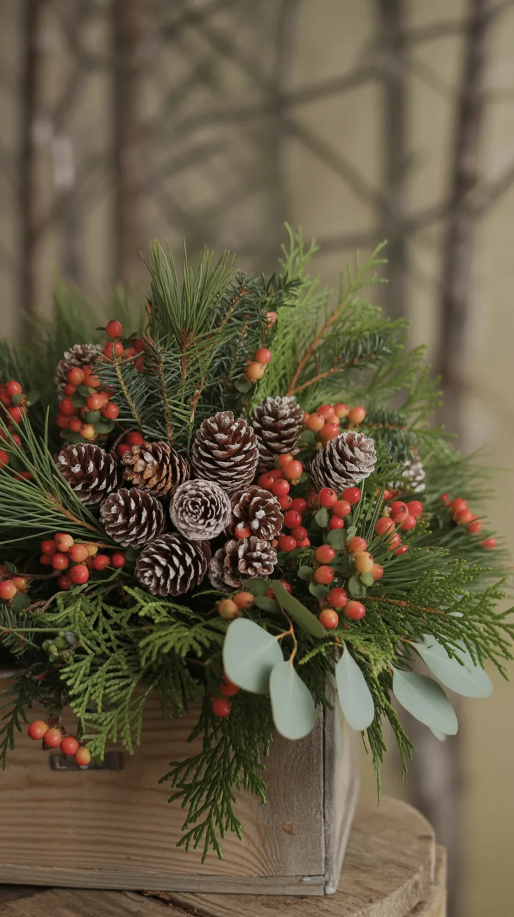 Rustic Pinecone and Berry Bouquet