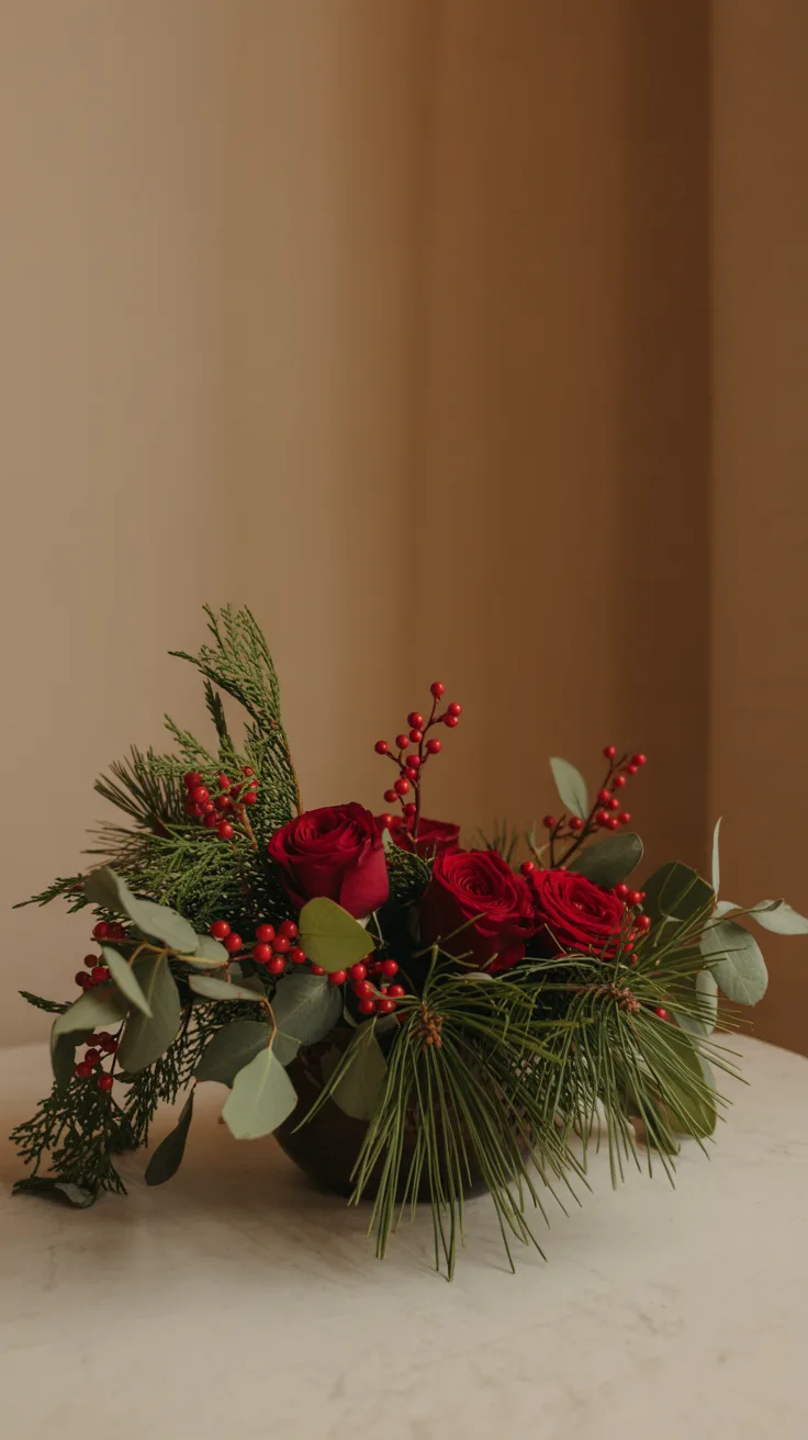 Traditional Red and Green Centerpiece illustrative image