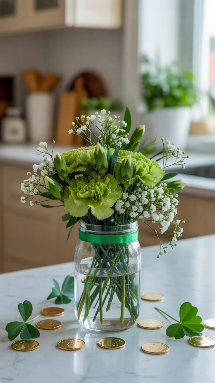 1. Lucky Clover Mason Jar Display