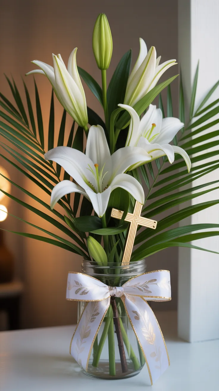 10. Religious-Themed Easter Lily and Palm