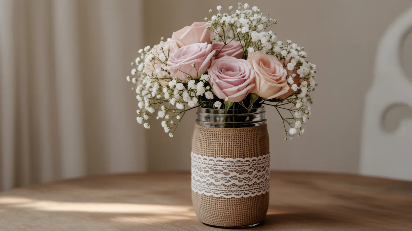 4. Lace & Burlap Layered Jar