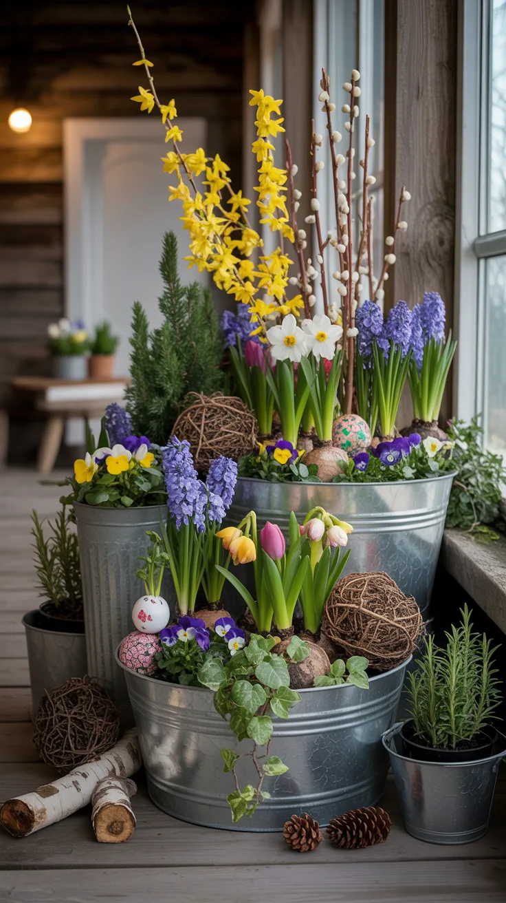 11. Galvanized Metal Container Gardens