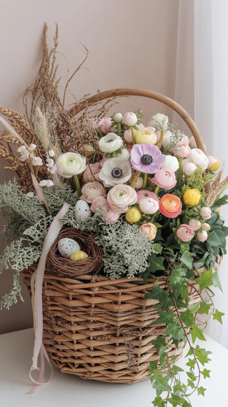 6. Rustic Basket Arrangements