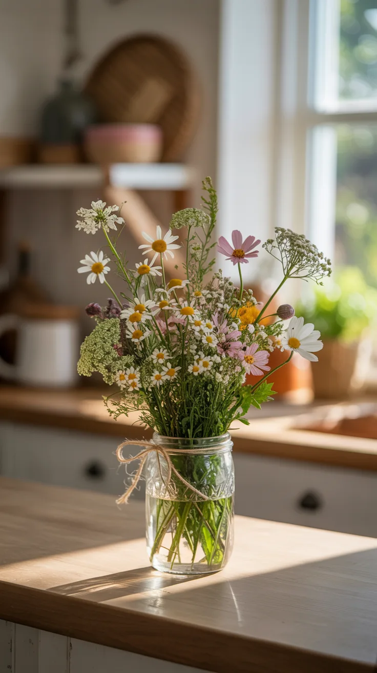 1. Mason Jar Wildflower Arrangement
