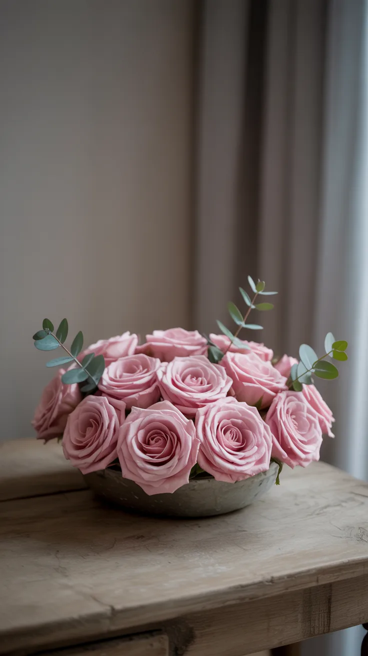 1. Simple Rose Bowl Arrangement