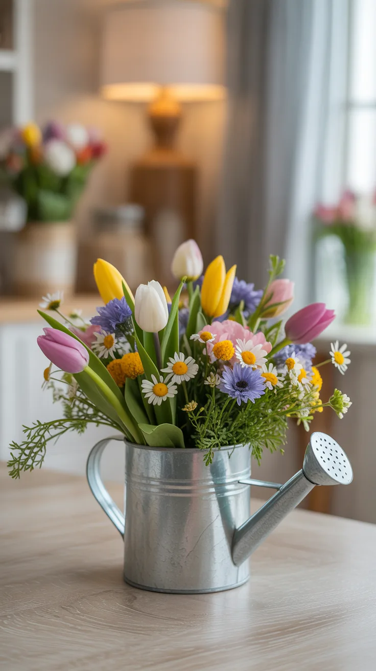 13. Mini Watering Can Arrangements