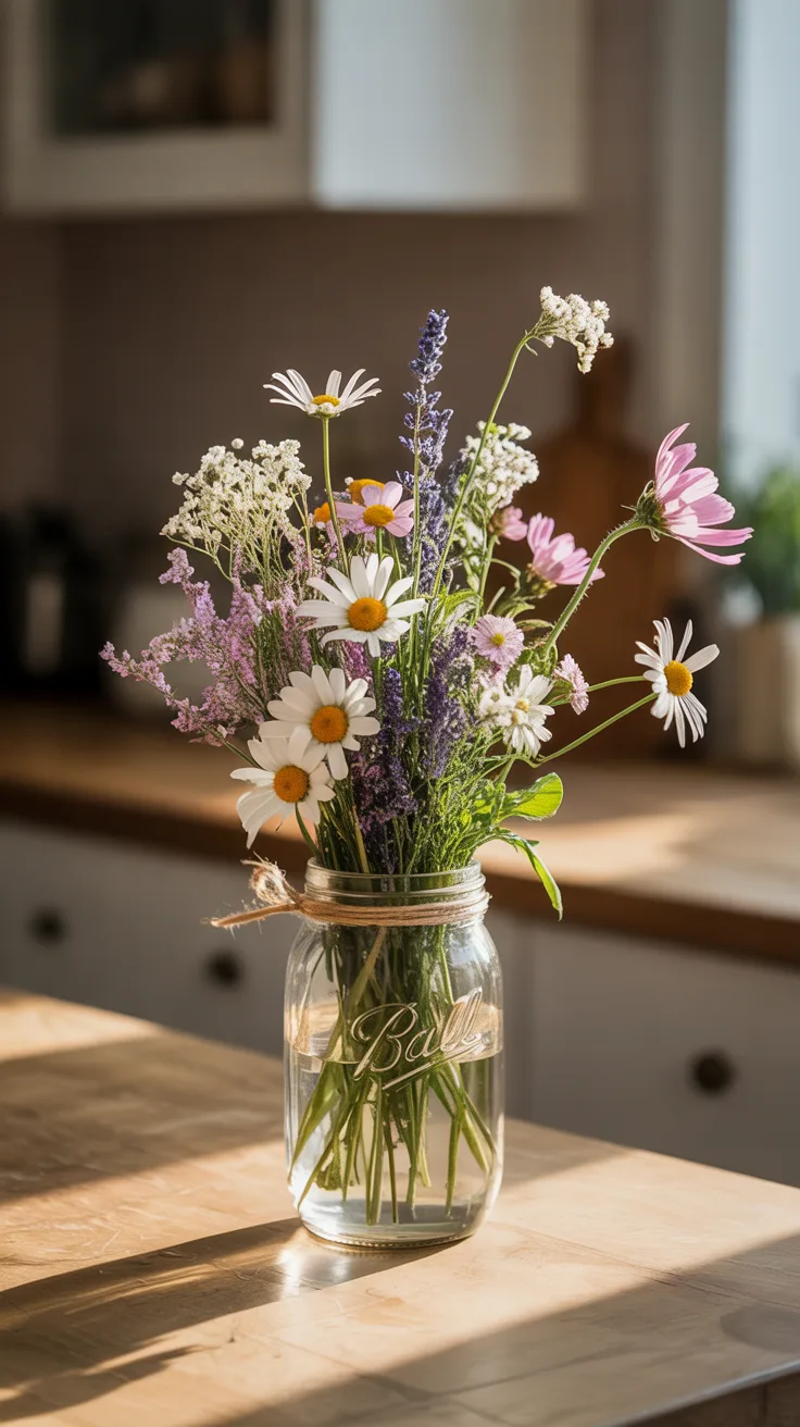 2. Rustic Wildflower Mason Jar