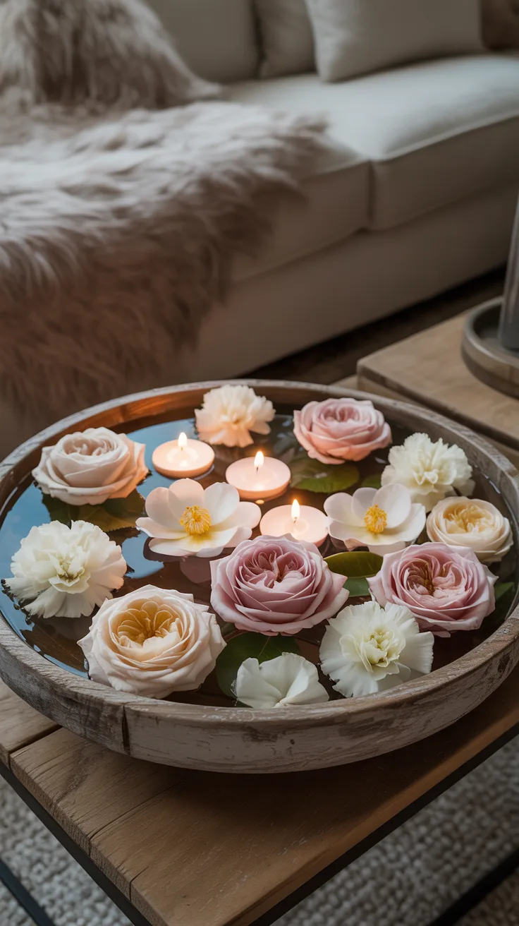 9. Rustic Floating Flower Bowl