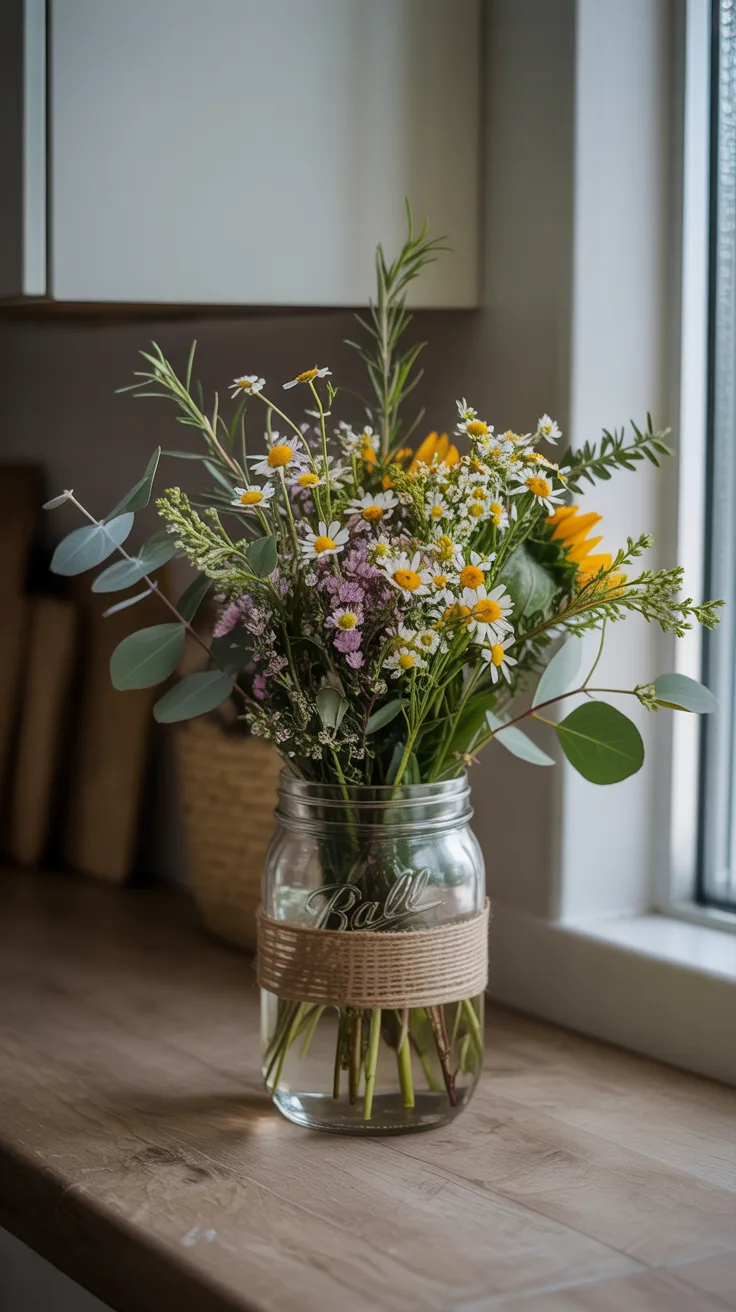 Rustic Mason Jar Bouquet